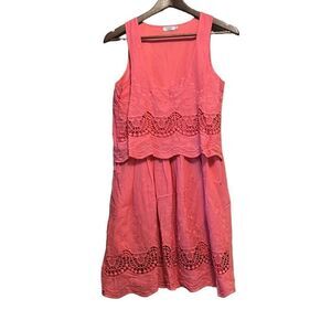 TOBI Pink Embroidered Sleeveless Dress Lace Overlay Casual Summer Mini S